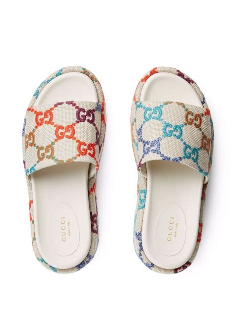 gucci heart rainbow slides|Gucci Pursuit Heart & Rainbow Slide Sandals .